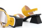 Ежедневни жълти дамски сандали от естествена кожа на висок ток 04.7946