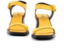 Елегантни жълти дамски сандали от естествена кожа на висок ток 04.7052