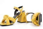 Елегантни жълти дамски сандали от естествена кожа на висок ток 04.6885
