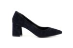 Елегантни сини дамски обувки от естествен велур на висок ток 01.1155