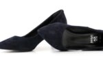 Елегантни сини дамски обувки от естествен велур на висок ток 01.1155