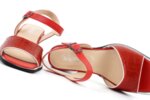 Елегантни червени дамски сандали от естествена кожа на висок ток 29.15277