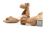 Елегантни бежови дамски сандали от естествен велур на висок ток 29.15176