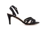 Елегантни черни дамски сандали от текстил на висок ток 47.21608