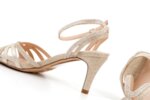 Елегантни златни дамски сандали от текстил на висок ток 47.21608