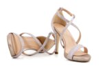 Елегантни розови дамски сандали от текстил на висок ток 47.20311