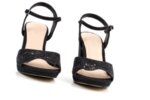 Елегантни черни дамски сандали от текстил на висок ток 47.22522