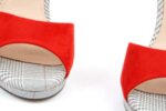 Елегантни червени дамски сандали от текстил на висок ток 47.22431