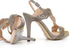Елегантни сиви дамски сандали от текстил на висок ток 47.22437