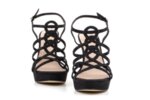 Елегантни черни дамски сандали от текстил на висок ток 47.22230