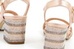 Елегантни розови дамски сандали от текстил на висок ток 47.20845