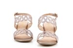 Елегантни розови дамски сандали от текстил на висок ток 47.20539
