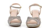 Елегантни сиви дамски сандали от текстил на висок ток 47.22271