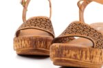 Ежедневни камелени дамски сандали от естествена кожа на висок ток 04.2633
