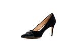 Елегантни черни дамски обувки от естествен лак и велур 01.3851
