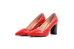 Елегантни червени дамски обувки от естествен лак на висок ток 01.2751
