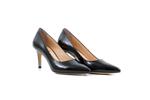 Елегантни черни дамски обувки от естествен лак на висок ток 01.162