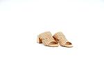 Елегантни бежови дамски чехли от естествена кожа на висок ток 01.4001