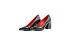 Елегантни черни дамски обувки от естествен лак на висок ток 01.68