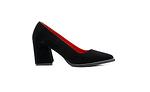 Елегантни черни дамски обувки от естествен велур на висок ток 01.67