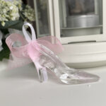 Подарък за гости кристална обувка с панделка G5