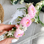 Сватбема диадема с цветя (розови божури) D1