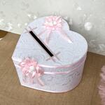 Кутия за сватбени пожелания в розово и бяло H8