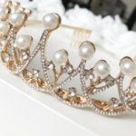 Златна корона за коса с перли и камъни K10