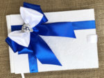 Сватбени аксесоари с тъмно сини панделки K35