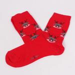 Червени коледни дамски чорапи с еленчета