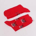 Червени коледни дамски чорапи с еленчета
