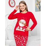 Червена коледна дамска пижама с Дядо Коледа