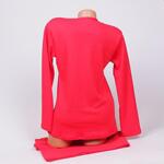 Червена коледна дамска пижама с надпис ХО-ХО