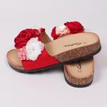 Червени летни ефектни чехли с прекрасни цветя
