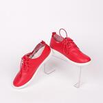 Червени дамски обувки от еко кожа с бяла подметка