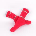 Червени дамски термо чорапи с борчета