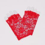Червени дантелени ръкавици без пръсти