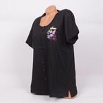 Черна макси дамска пижама с копчета и флорален десен