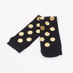 Черни бамбукови 3/4 чорапи декорирани със златисти точки