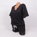 Черна дамска лятна пижама с дантела