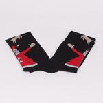 Черни дамски коледни 3/4 памучни чорапи с Дядо Коледа и елени