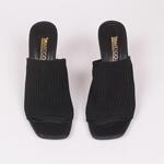 Черни дамски чехли с висок прозрачен ток