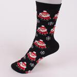 Черни коледни дамски чорапи с Дядо Коледа и снежинки