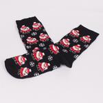 Черни коледни дамски чорапи с Дядо Коледа и снежинки