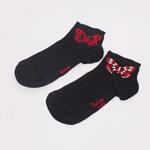 Черни къси чорапи с красиви червени пеперуди
