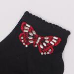 Черни къси чорапи с красиви червени пеперуди