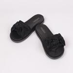 Черни летни ежедневни чехли с лъскава панделка