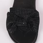 Черни летни ежедневни чехли с лъскава панделка