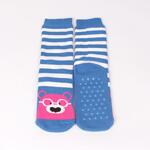 Чорапи в синьо-бяло райе с розов мечок