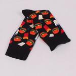 Щури дамски чорапи в черен цвят с хамбургери